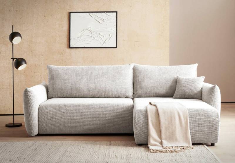 andas Ecksofa MAVAS Schlafsofa mit Bettkasten, L-Form, ca.257/127cm (Liegefläche 212/145 cm), Cord, Chenille, Struktur von andas