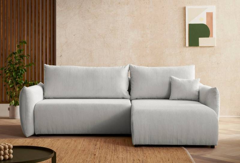 INOSIGN Ecksofa MAVAS Schlafsofa mit Bettkasten, L-Form, ca.257/127cm (Liegefläche 212/145 cm), Cord, Chenille, Struktur von INOSIGN
