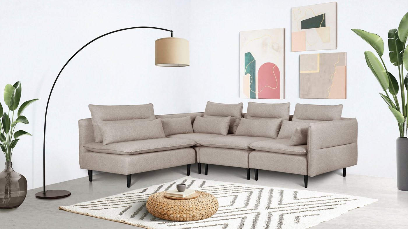 andas Ecksofa ALVIK L-Form, zusammengesetzt aus Modulen, erweiterbar mit Modulen der Serie von andas