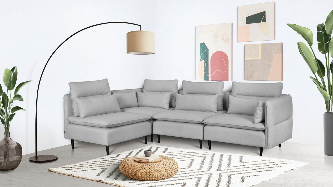 andas Ecksofa ALVIK L-Form, zusammengesetzt aus Modulen, erweiterbar mit Modulen der Serie von andas