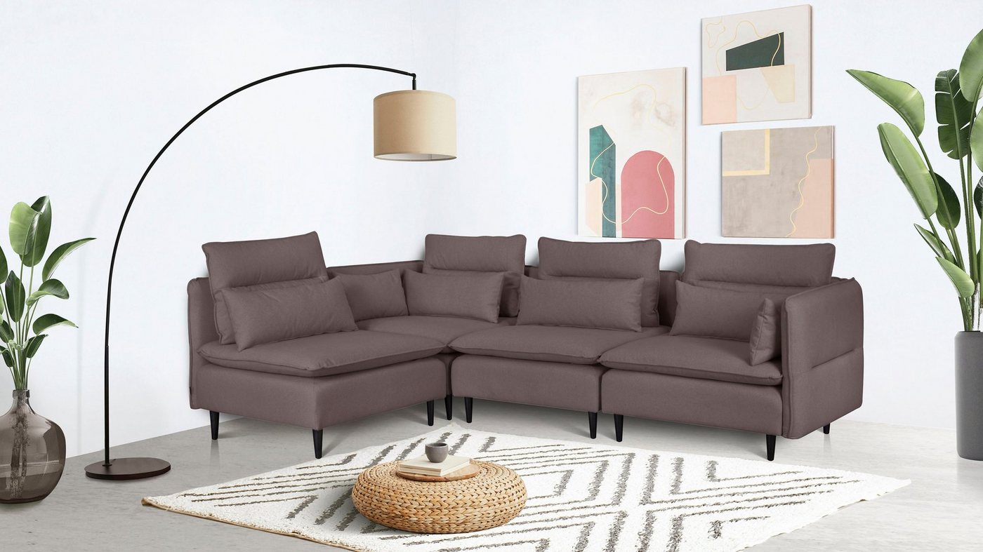 andas Ecksofa ALVIK L-Form, zusammengesetzt aus Modulen, erweiterbar mit Modulen der Serie von andas