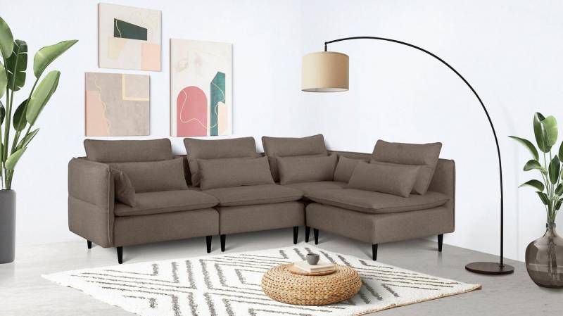 andas Ecksofa ALVIK L-Form, zusammengesetzt aus Modulen, erweiterbar mit Modulen der Serie von andas