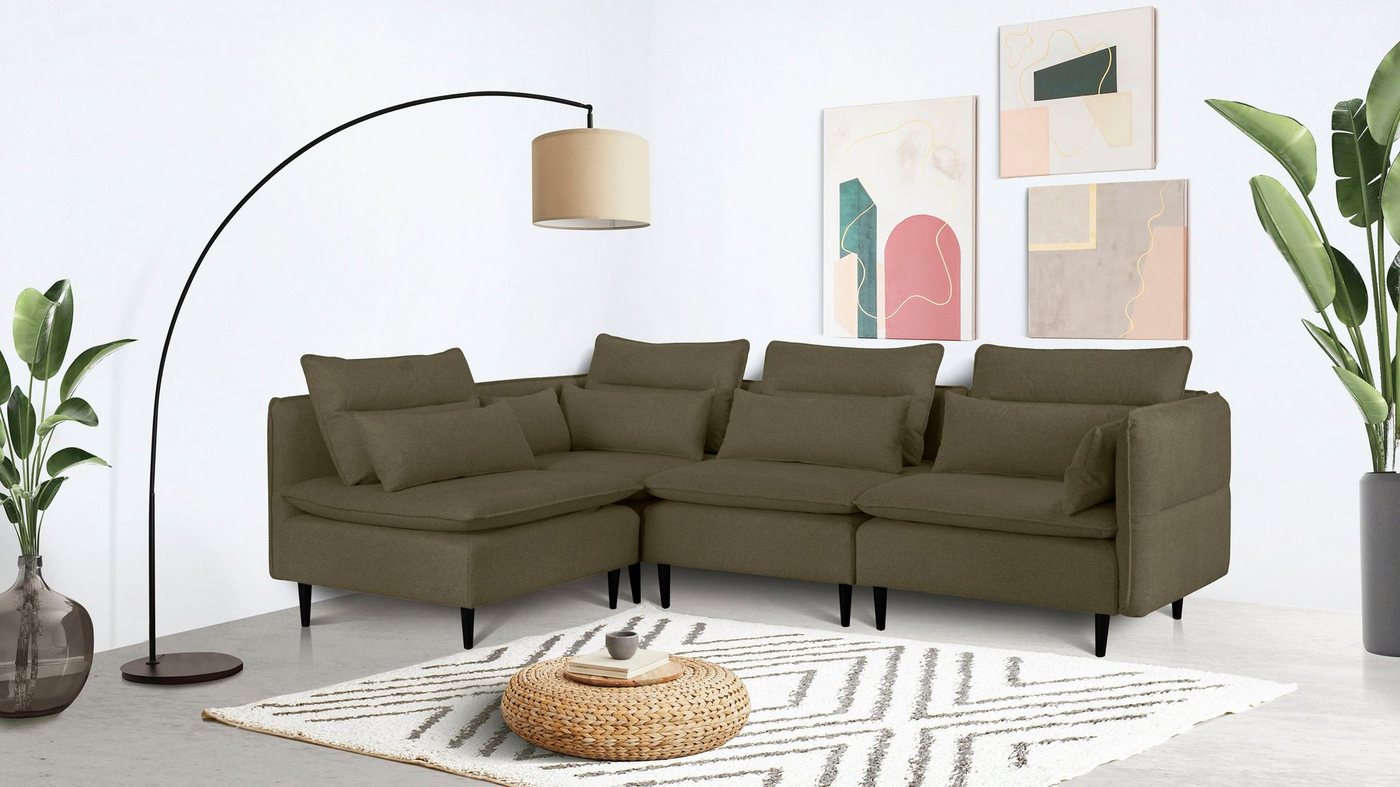 andas Ecksofa ALVIK L-Form, zusammengesetzt aus Modulen, erweiterbar mit Modulen der Serie von andas