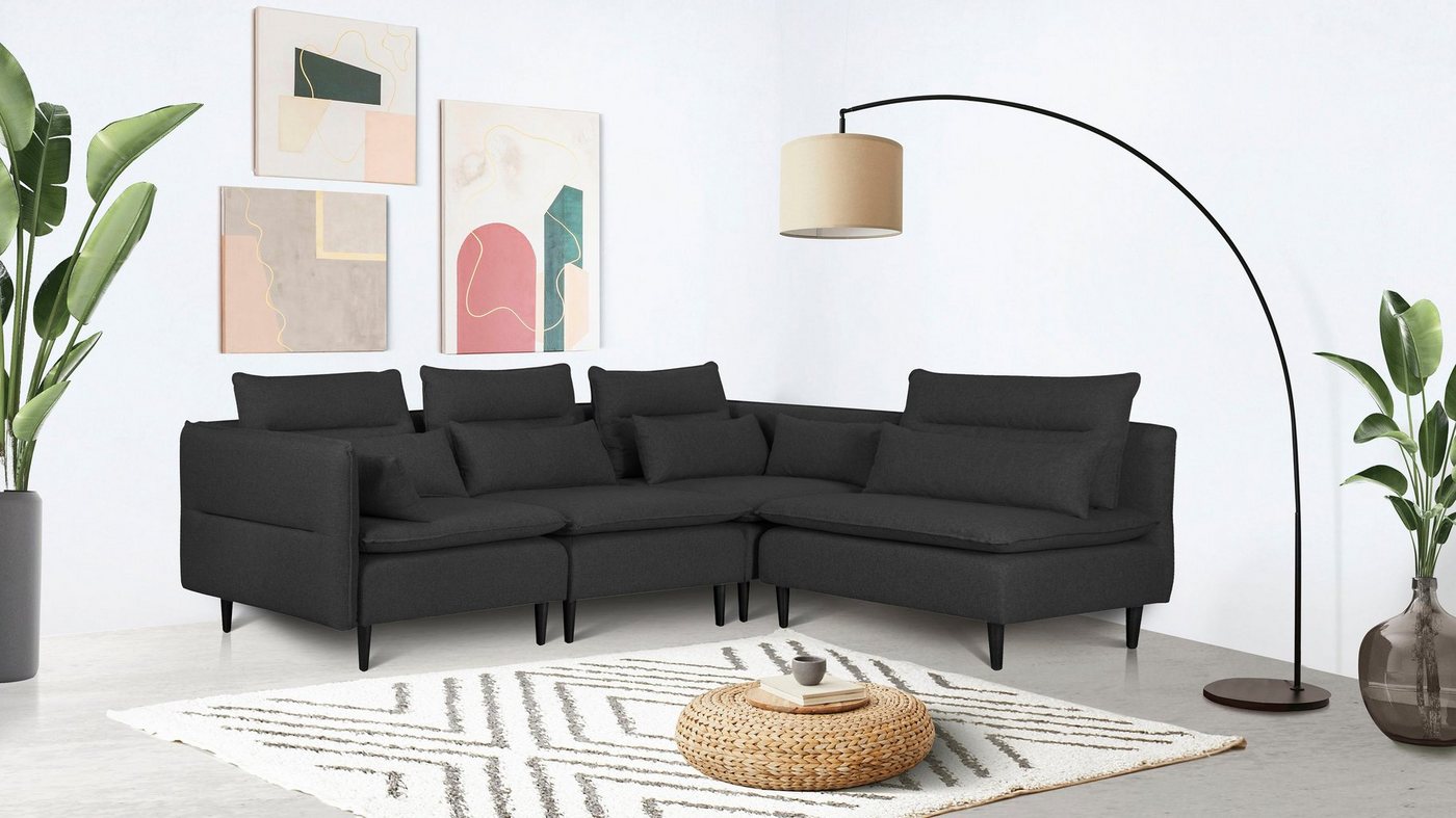 andas Ecksofa ALVIK L-Form, zusammengesetzt aus Modulen, erweiterbar mit Modulen der Serie von andas