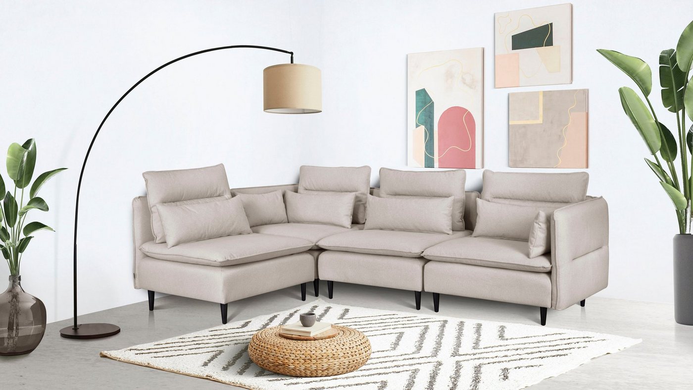 andas Ecksofa ALVIK L-Form, zusammengesetzt aus Modulen, erweiterbar mit Modulen der Serie von andas