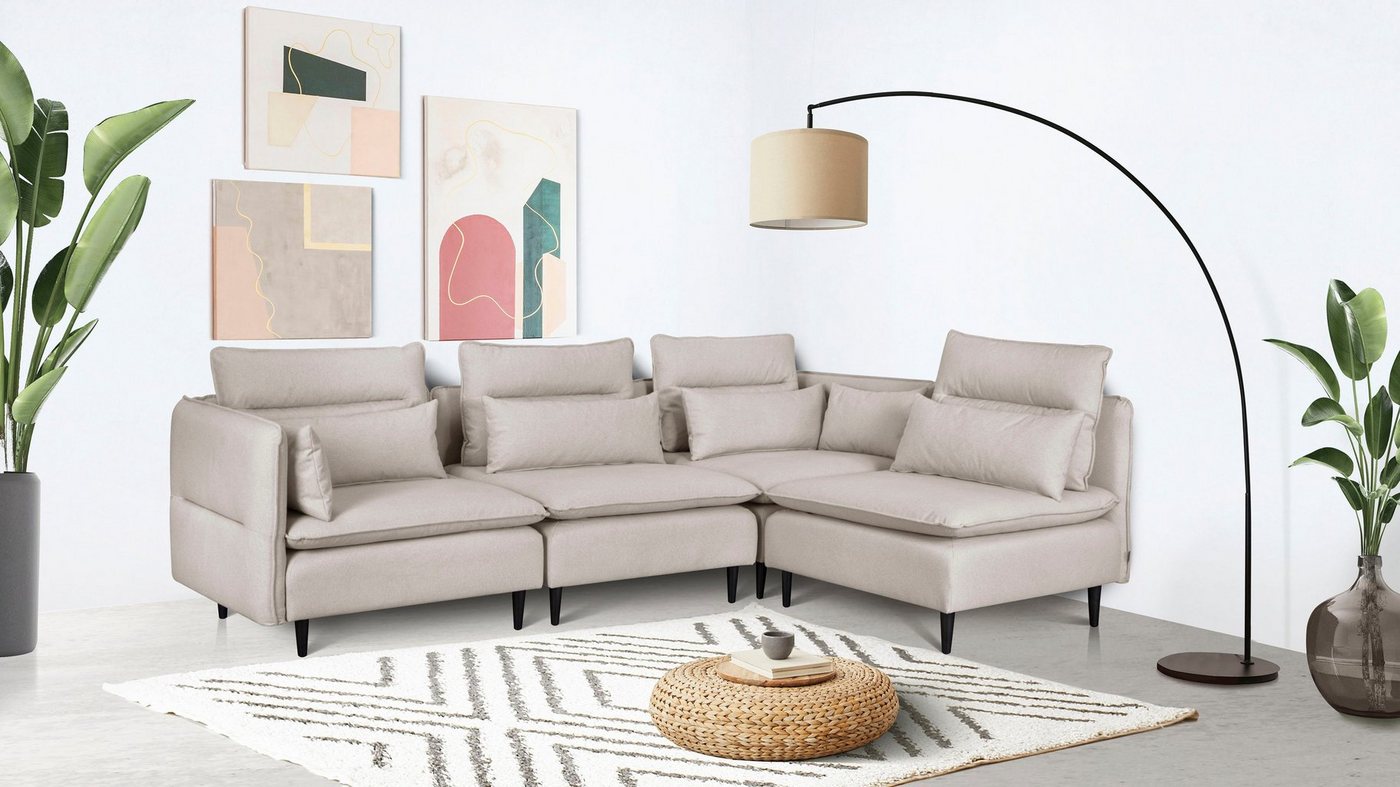andas Ecksofa ALVIK L-Form, zusammengesetzt aus Modulen, erweiterbar mit Modulen der Serie von andas