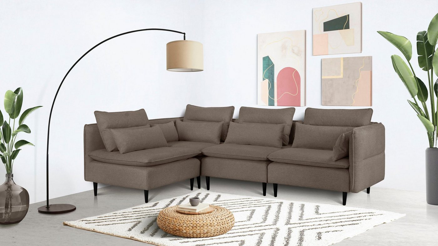 andas Ecksofa ALVIK L-Form, zusammengesetzt aus Modulen, erweiterbar mit Modulen der Serie von andas