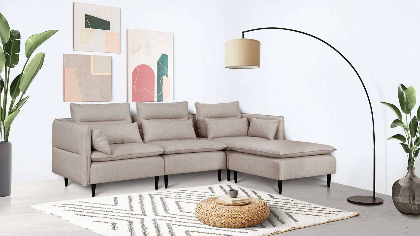 andas Ecksofa ALVIK L-Form, zusammengesetzt aus Modulen, erweiterbar mit Modulen der Serie von andas