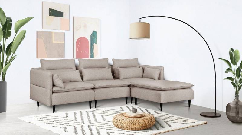 andas Ecksofa ALVIK L-Form, zusammengesetzt aus Modulen, erweiterbar mit Modulen der Serie von andas