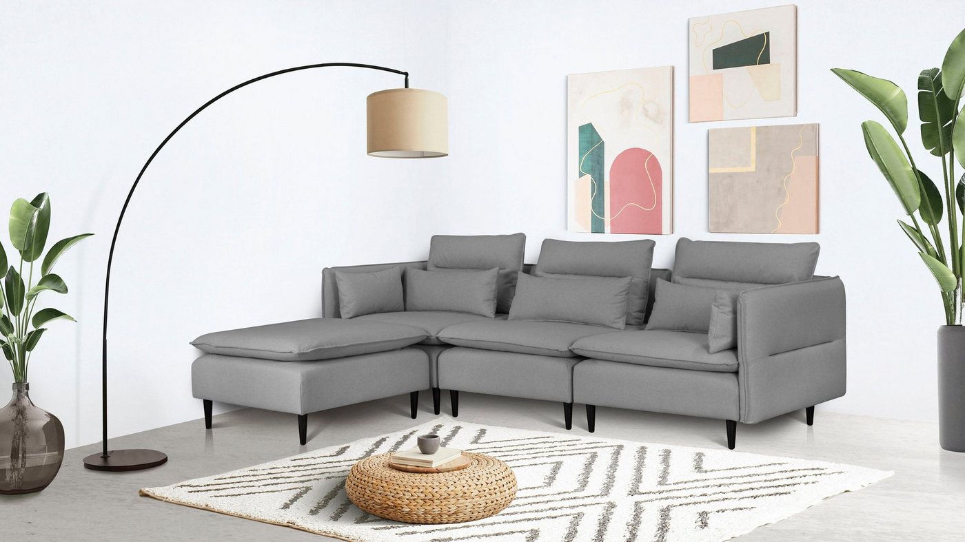 andas Ecksofa ALVIK L-Form, zusammengesetzt aus Modulen, erweiterbar mit Modulen der Serie von andas