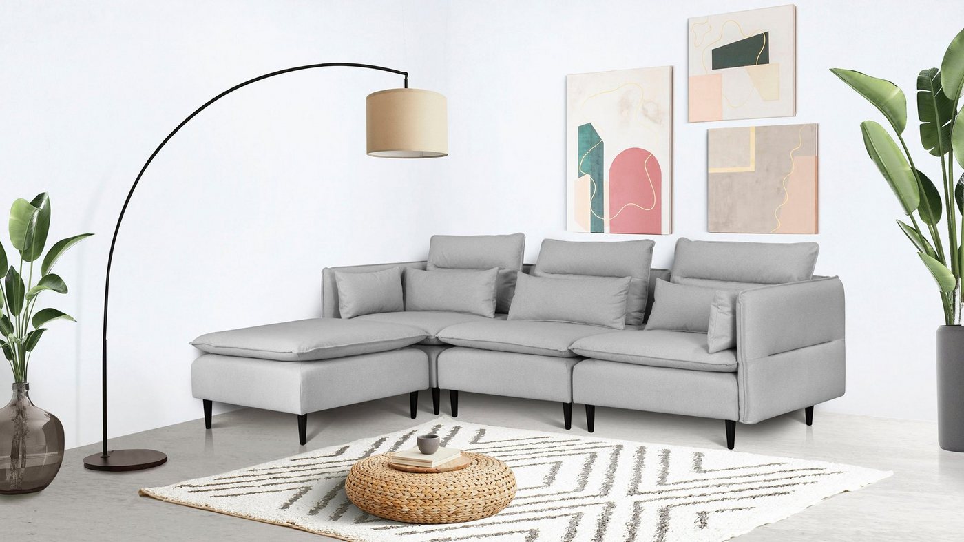 andas Ecksofa ALVIK L-Form, zusammengesetzt aus Modulen, erweiterbar mit Modulen der Serie von andas