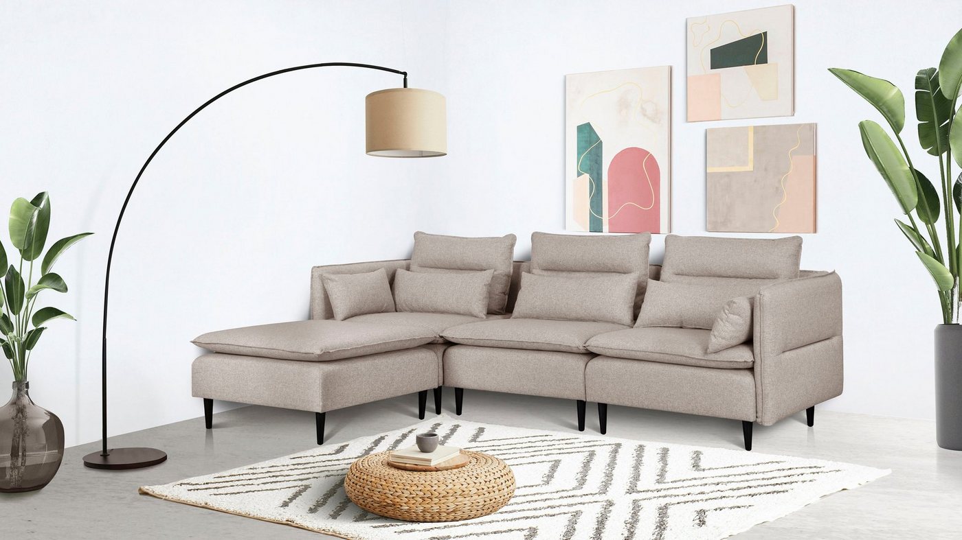 andas Ecksofa ALVIK L-Form, zusammengesetzt aus Modulen, erweiterbar mit Modulen der Serie von andas