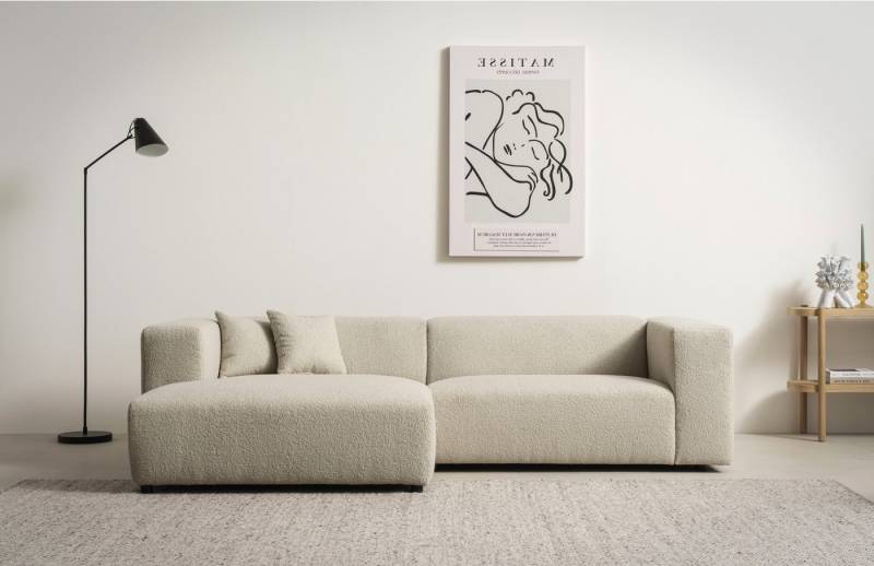 andas Ecksofa BAKELS, L-Form in Cord oder Boucle-Stoff, moderne Couch, wahlweise Recamiere rechts/links, bequemer Sitzkomfort von andas
