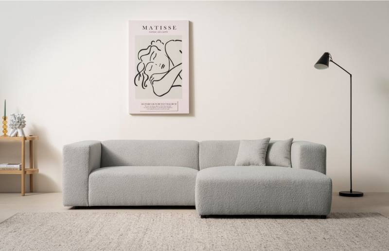 andas Ecksofa BAKELS, L-Form in Cord oder Boucle-Stoff, moderne Couch, wahlweise Recamiere rechts/links, bequemer Sitzkomfort von andas