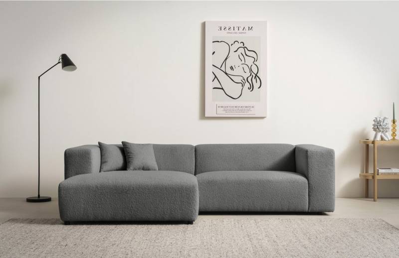 andas Ecksofa BAKELS, L-Form in Cord oder Boucle-Stoff, moderne Couch, wahlweise Recamiere rechts/links, bequemer Sitzkomfort von andas