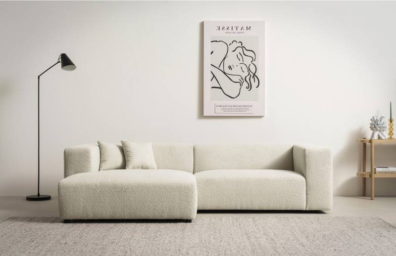 andas Ecksofa BAKELS, L-Form in Cord oder Boucle-Stoff, moderne Couch, wahlweise Recamiere rechts/links, bequemer Sitzkomfort von andas