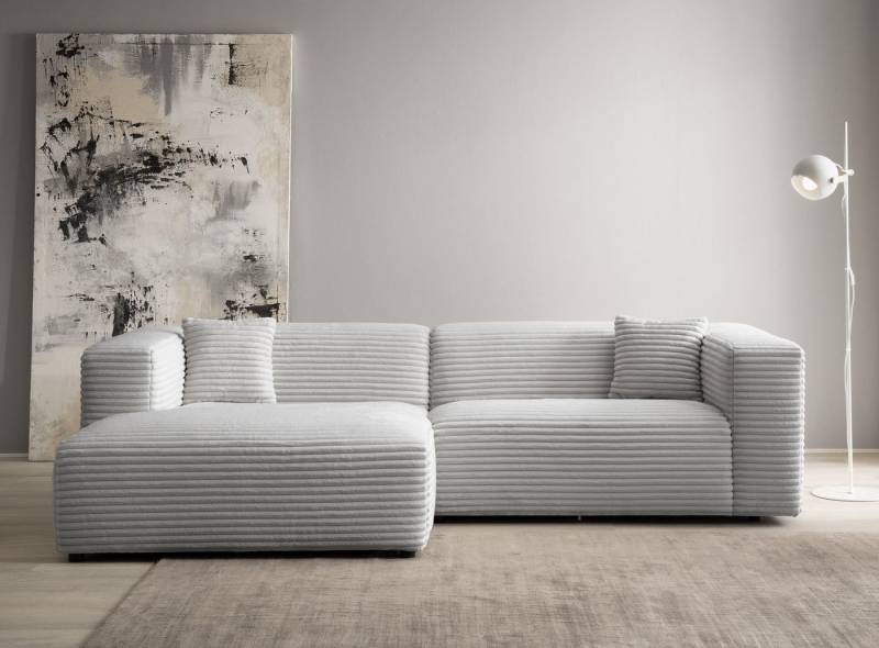 andas Ecksofa BAKELS, L-Form in Cord oder Boucle-Stoff, moderne Couch, wahlweise Recamiere rechts/links, bequemer Sitzkomfort von andas