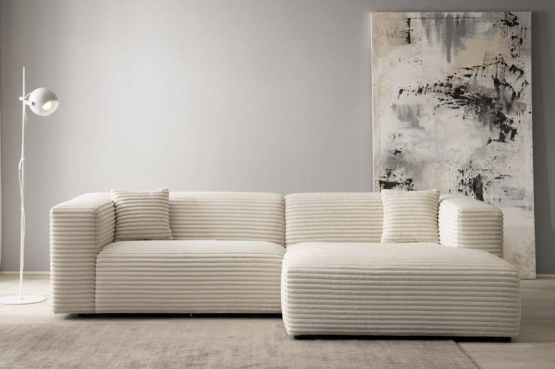 andas Ecksofa BAKELS, L-Form in Cord oder Boucle-Stoff, moderne Couch, wahlweise Recamiere rechts/links, bequemer Sitzkomfort von andas