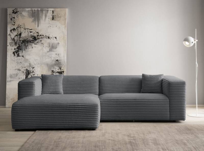 andas Ecksofa BAKELS, L-Form in Cord oder Boucle-Stoff, moderne Couch, wahlweise Recamiere rechts/links, bequemer Sitzkomfort von andas