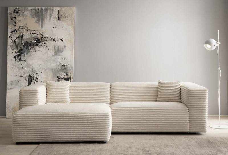 andas Ecksofa BAKELS, L-Form in Cord oder Boucle-Stoff, moderne Couch, wahlweise Recamiere rechts/links, bequemer Sitzkomfort von andas