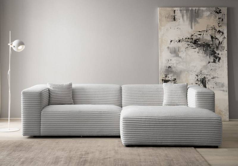 andas Ecksofa BAKELS, L-Form in Cord oder Boucle-Stoff, moderne Couch, wahlweise Recamiere rechts/links, bequemer Sitzkomfort von andas