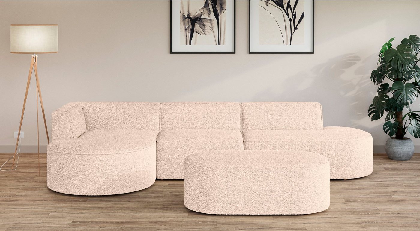 andas Ecksofa EIVIND Designer Sofa mit Ottomane rechts/links, B/T/H: 343/159/72 cm, L-Form mit Wellenunterfederung, auch in Feincord und Bouclé andas Ecksofa EIVIND Designer Sofa mit Ottomane rechts/links, B/T/H: 343/159/72 cm, L-Form mit Wellenunterfederung, auch in Feincord und Bouclé von andas