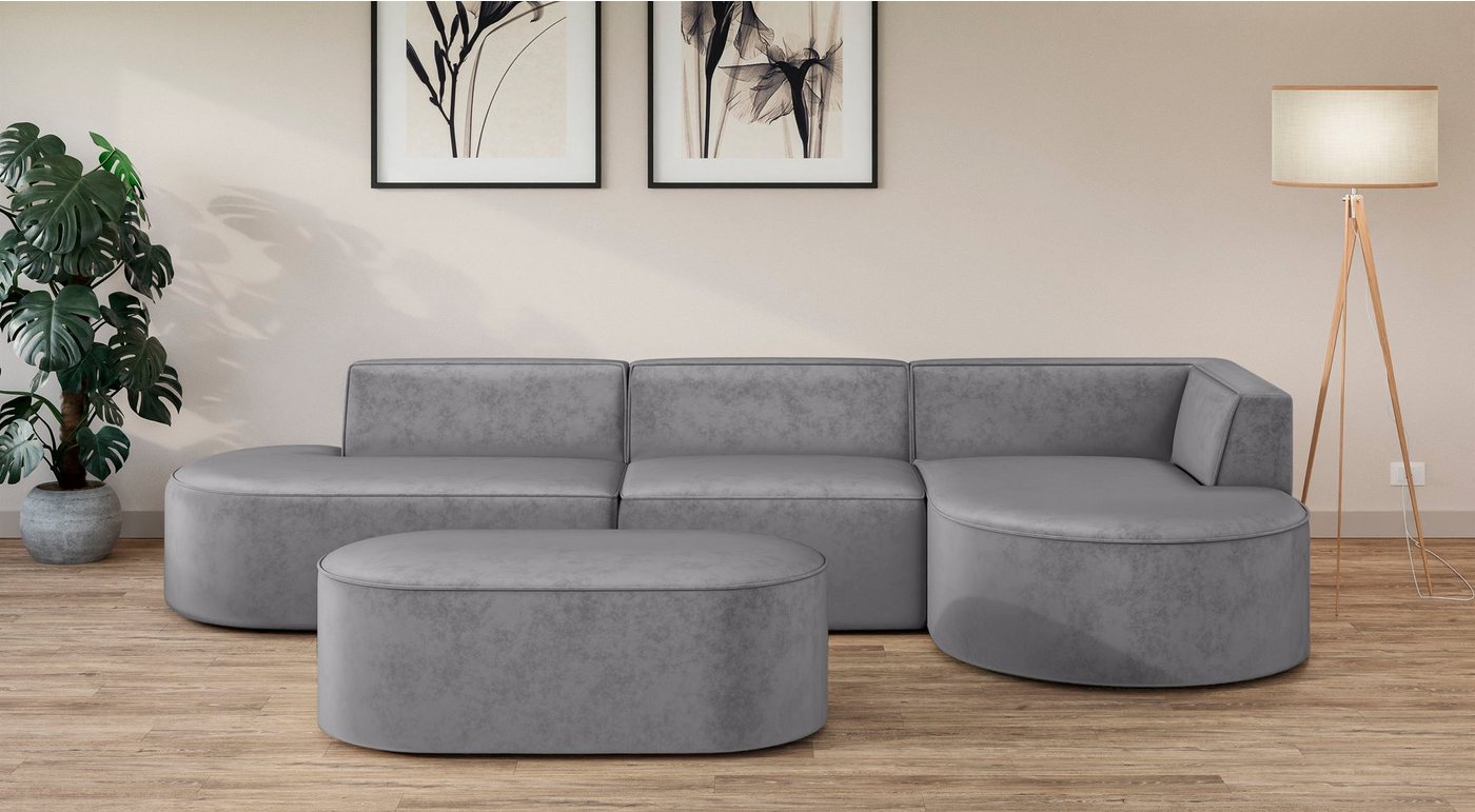 andas Ecksofa EIVIND Designer Sofa mit Ottomane rechts/links, B/T/H: 343/159/72 cm, L-Form mit Wellenunterfederung, auch in Feincord und Bouclé andas Ecksofa EIVIND Designer Sofa mit Ottomane rechts/links, B/T/H: 343/159/72 cm, L-Form mit Wellenunterfederung, auch in Feincord und Bouclé von andas