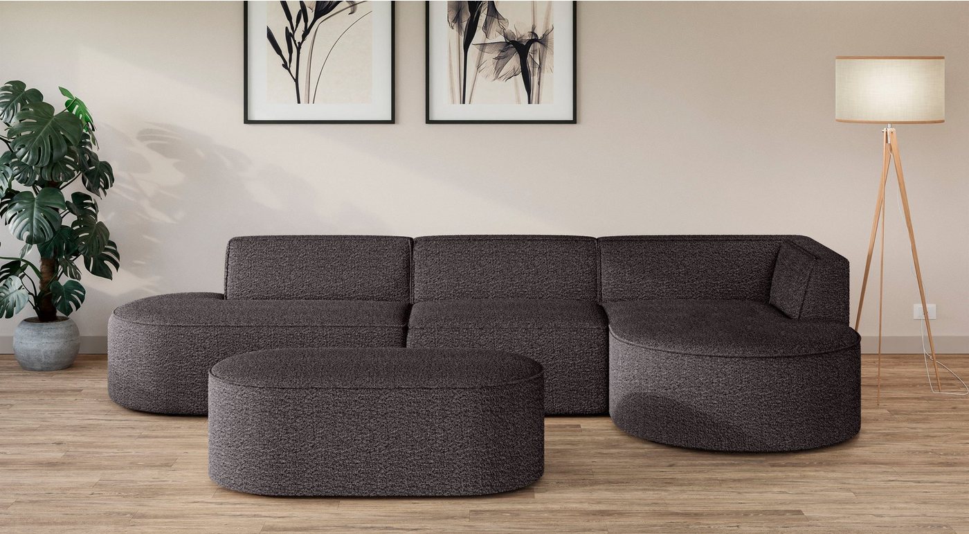 andas Ecksofa EIVIND Designer Sofa mit Ottomane rechts/links, B/T/H: 343/159/72 cm, L-Form mit Wellenunterfederung, auch in Feincord und Bouclé andas Ecksofa EIVIND Designer Sofa mit Ottomane rechts/links, B/T/H: 343/159/72 cm, L-Form mit Wellenunterfederung, auch in Feincord und Bouclé von andas
