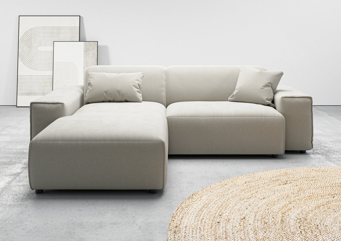 andas Ecksofa Glimminge L-Form auch in Breitcord, Feincord + Easy care-Bezug, Breite 234, Zierkissen von andas