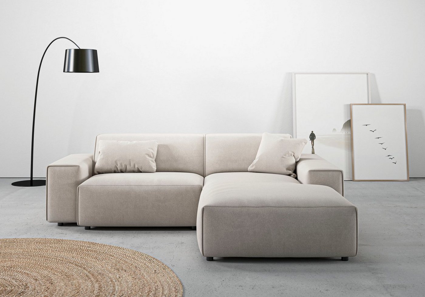 andas Ecksofa Glimminge L-Form, Breite 234, auch in Breitcord + Easy care-Bezug, Zierkissen von andas