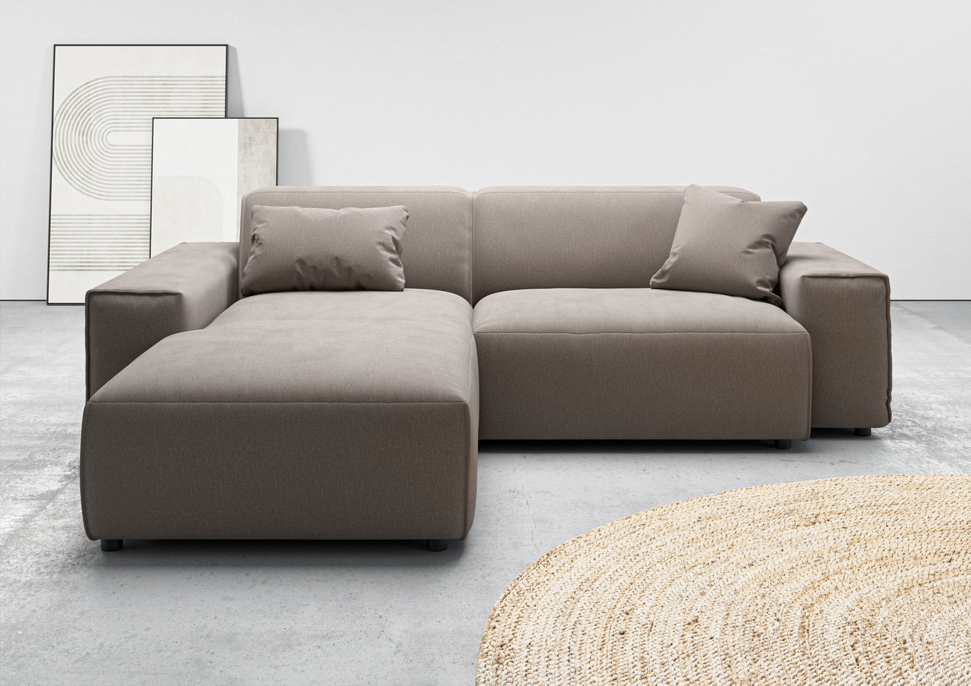 andas Ecksofa Glimminge L-Form auch in Breitcord, Feincord + Easy care-Bezug, Breite 234, Zierkissen von andas