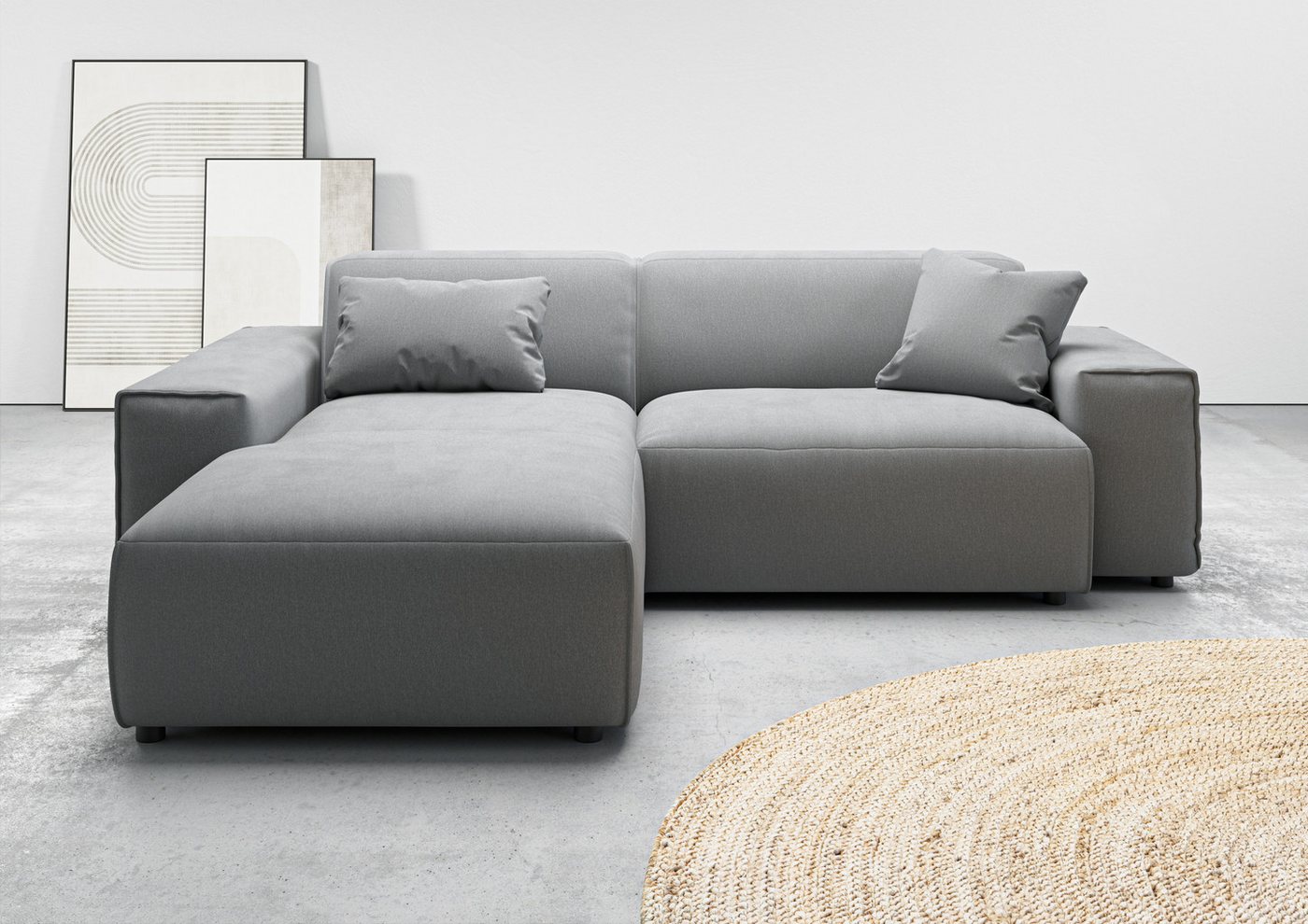 andas Ecksofa Glimminge L-Form auch in Breitcord, Feincord + Easy care-Bezug, Breite 234, Zierkissen von andas