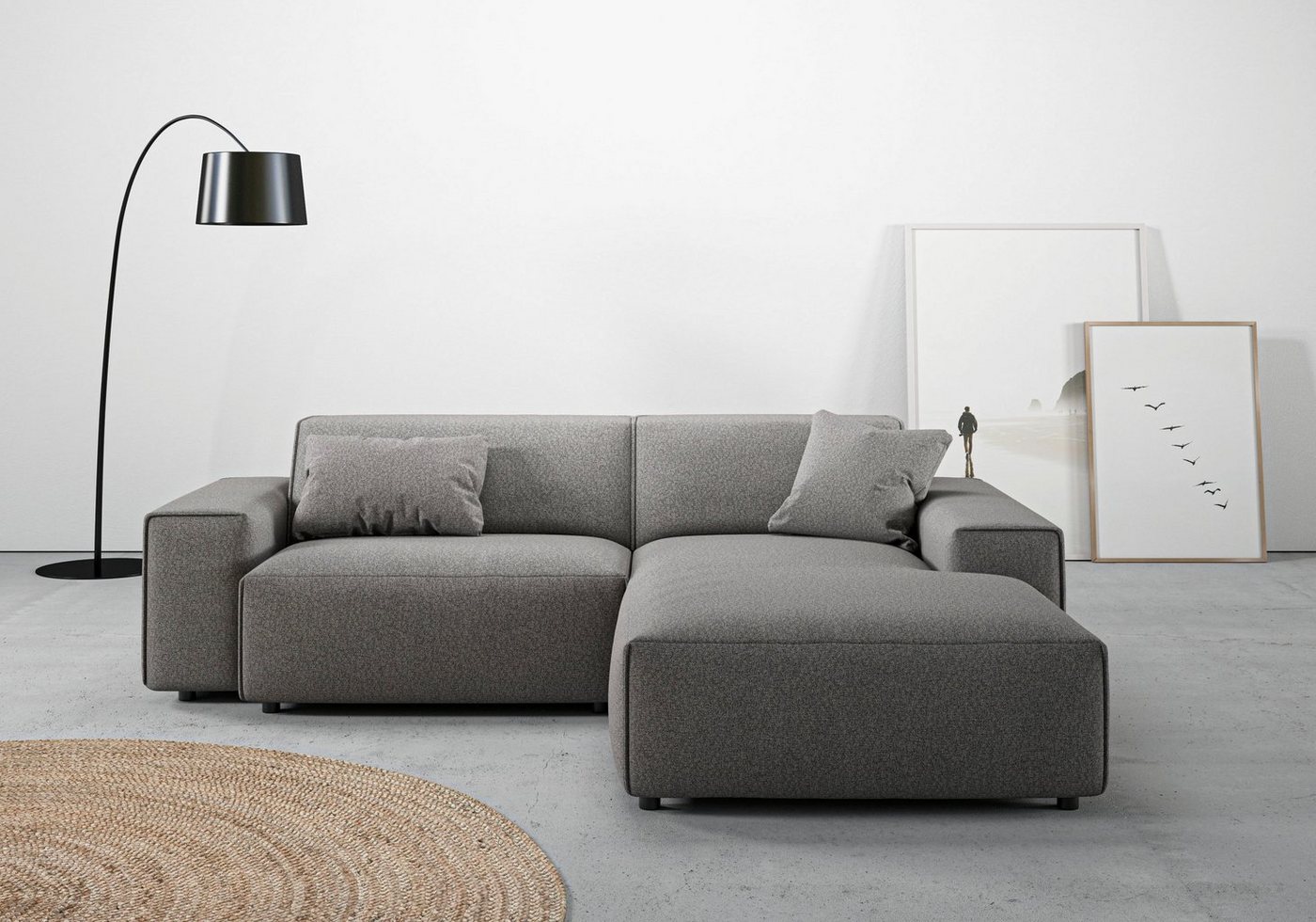 andas Ecksofa Glimminge L-Form auch in Breitcord, Feincord + Easy care-Bezug, Breite 234, Zierkissen von andas