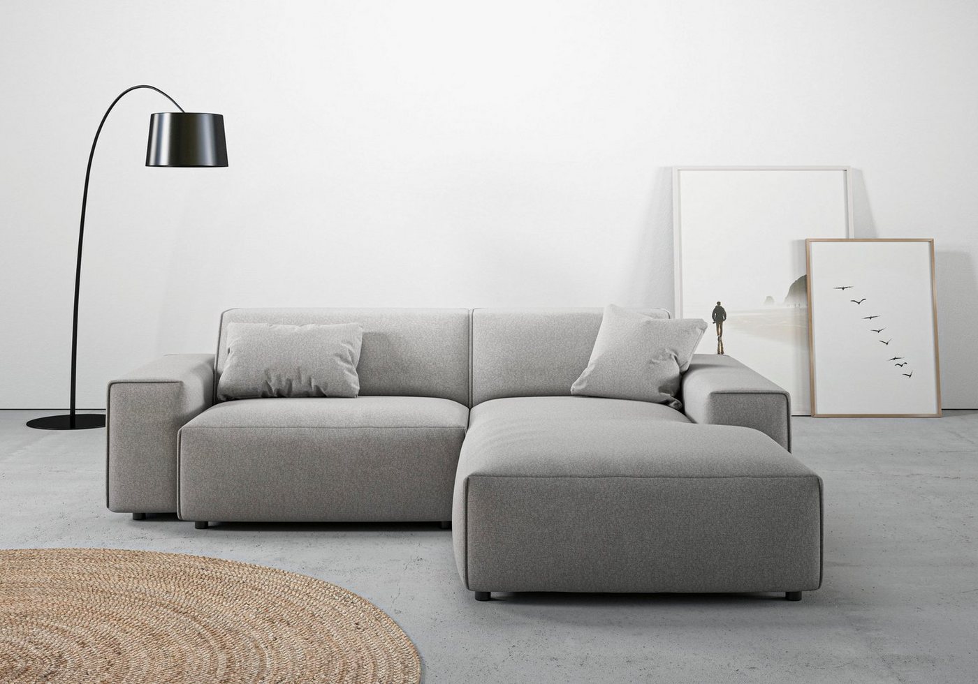 andas Ecksofa Glimminge L-Form auch in Breitcord, Feincord + Easy care-Bezug, Breite 234, Zierkissen von andas