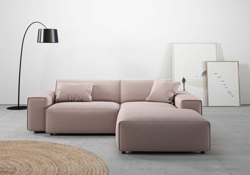 andas Ecksofa Glimminge L-Form auch in Breitcord, Feincord + Easy care-Bezug, Breite 234, Zierkissen von andas