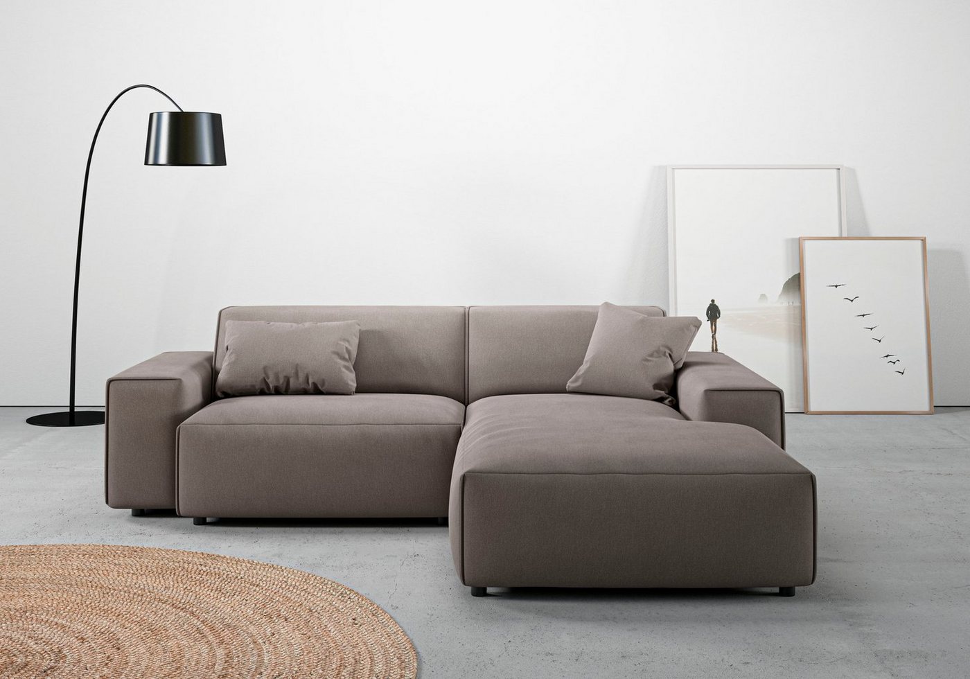 andas Ecksofa Glimminge L-Form auch in Breitcord, Feincord + Easy care-Bezug, Breite 234, Zierkissen von andas