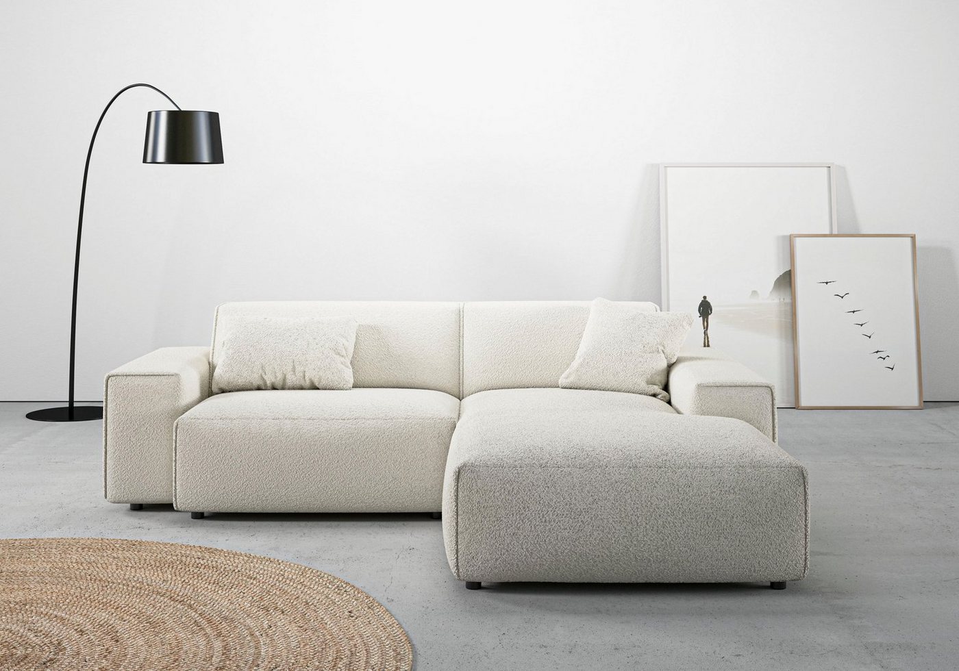 andas Ecksofa Glimminge L-Form auch in Breitcord, Feincord + Easy care-Bezug, Breite 234, Zierkissen von andas