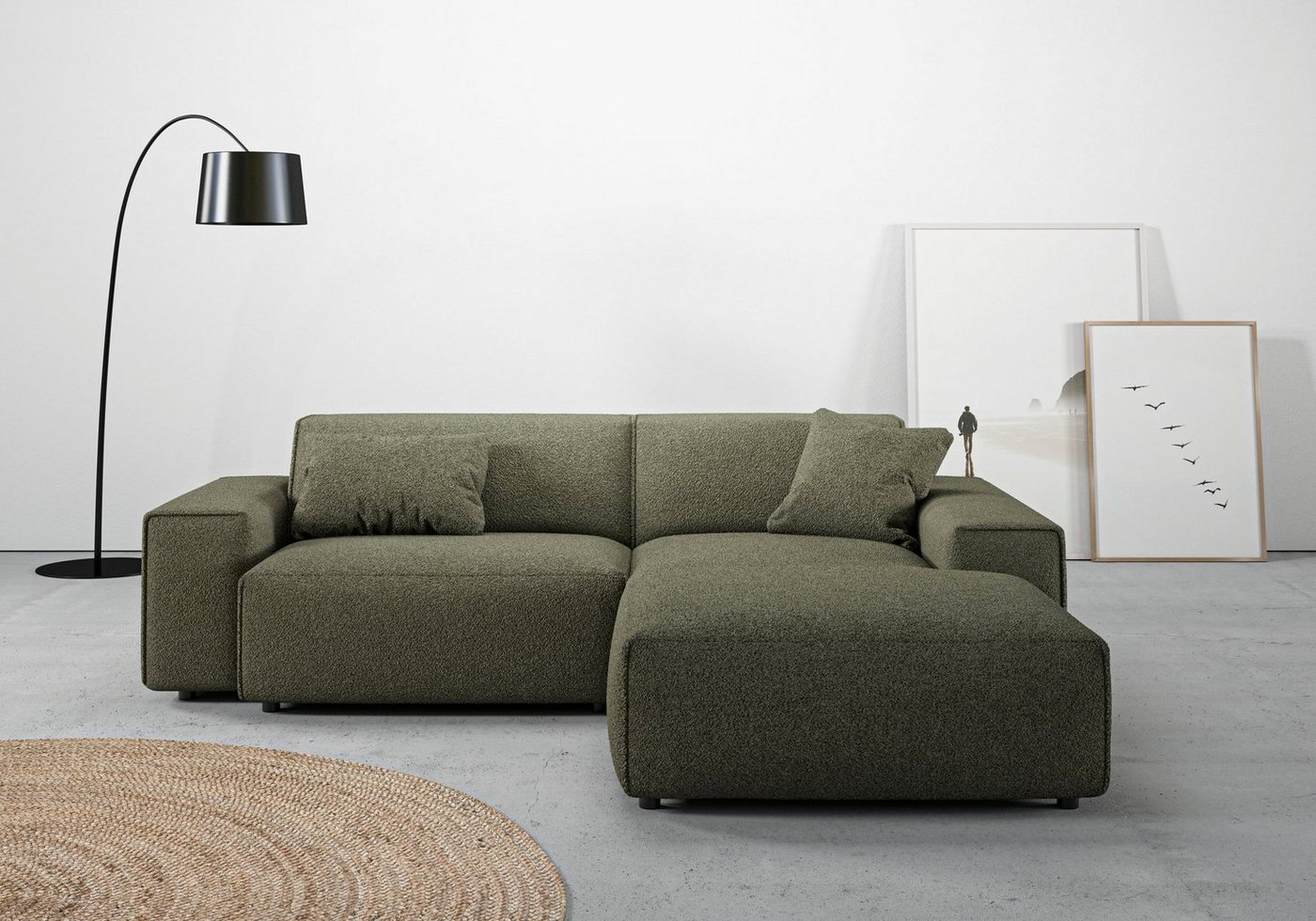 andas Ecksofa Glimminge L-Form auch in Breitcord, Feincord + Easy care-Bezug, Breite 234, Zierkissen von andas