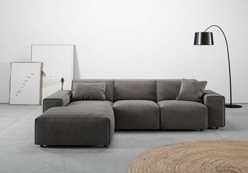 andas Ecksofa Glimminge L-Form auch in Breitcord, Feincord + Easy care-Bezug, Breite 264, Zierkissen von andas