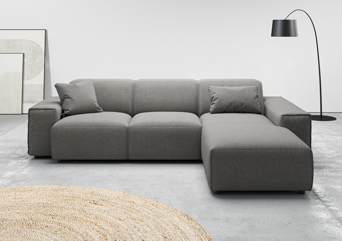 andas Ecksofa Glimminge L-Form auch in Breitcord, Feincord + Easy care-Bezug, Breite 264, Zierkissen von andas