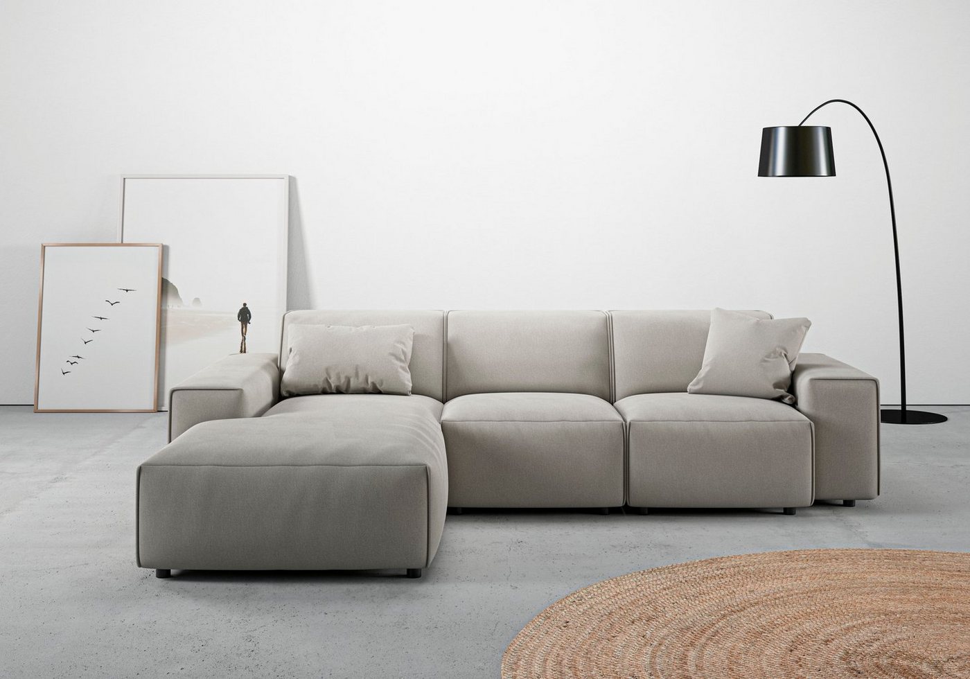 andas Ecksofa Glimminge L-Form auch in Breitcord, Feincord + Easy care-Bezug, Breite 264, Zierkissen von andas