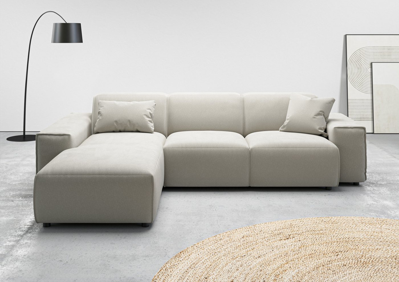 andas Ecksofa Glimminge L-Form auch in Breitcord, Feincord + Easy care-Bezug, Breite 264, Zierkissen von andas