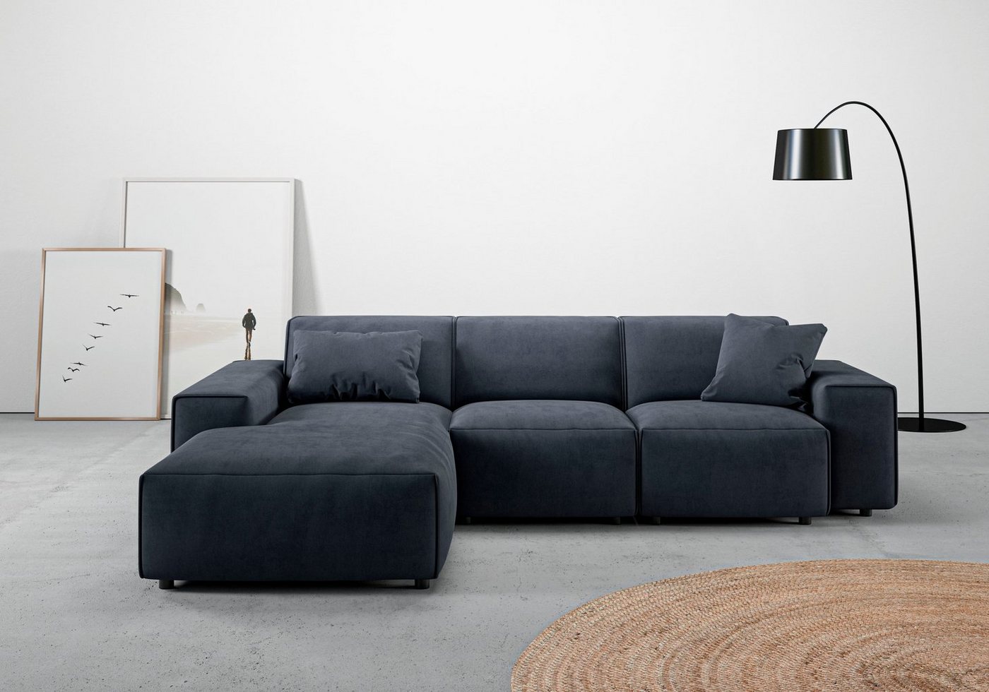 andas Ecksofa Glimminge L-Form auch in Breitcord, Feincord + Easy care-Bezug, Breite 264, Zierkissen von andas