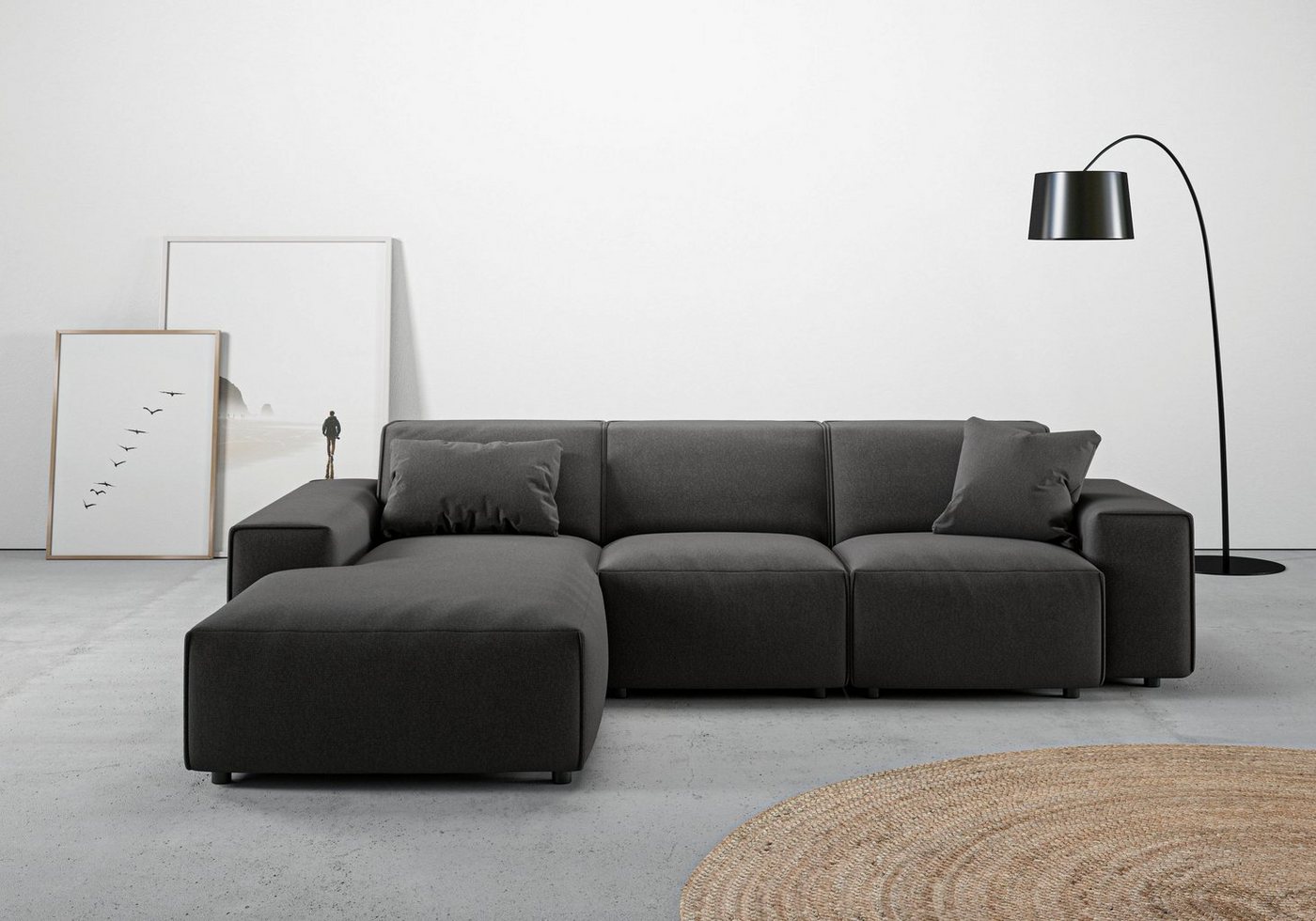 andas Ecksofa Glimminge L-Form auch in Breitcord, Feincord + Easy care-Bezug, Breite 264, Zierkissen von andas