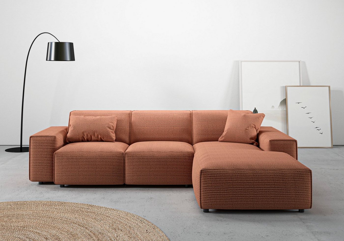 andas Ecksofa Glimminge L-Form, Breite 264, auch in Breitcord + Easy care-Bezug, Zierkissen von andas