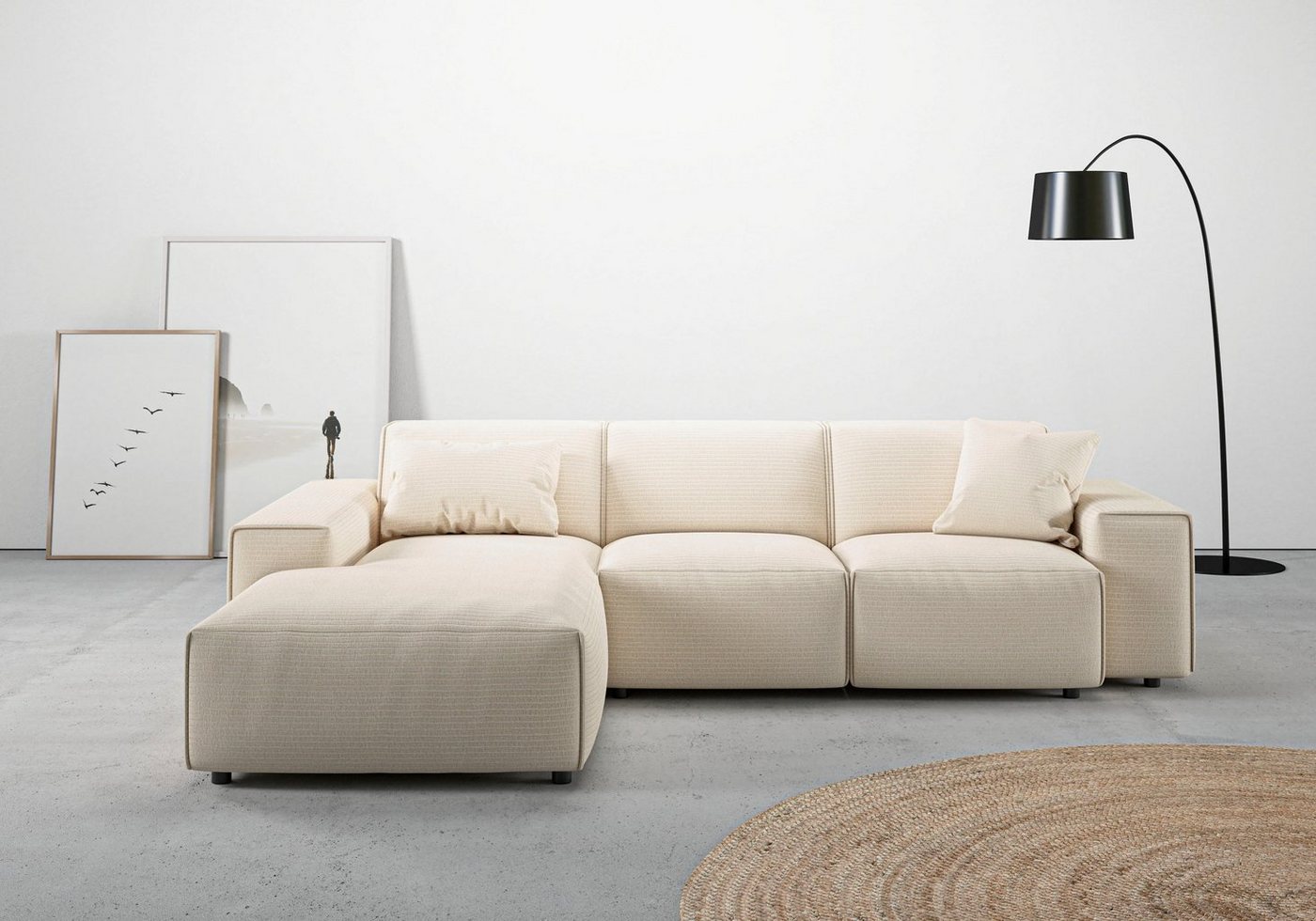 andas Ecksofa Glimminge L-Form auch in Breitcord, Feincord + Easy care-Bezug, Breite 264, Zierkissen von andas