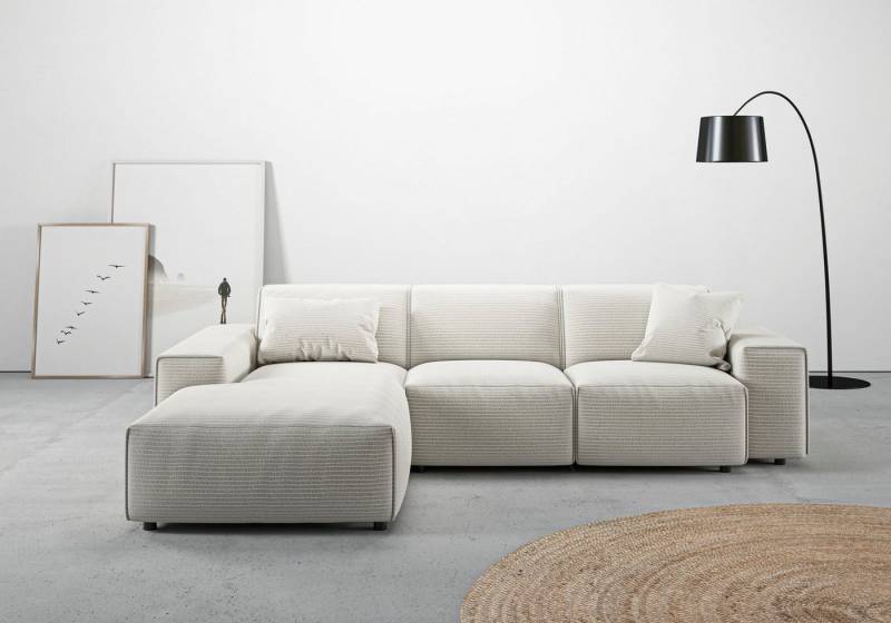 andas Ecksofa Glimminge L-Form auch in Breitcord, Feincord + Easy care-Bezug, Breite 264, Zierkissen von andas