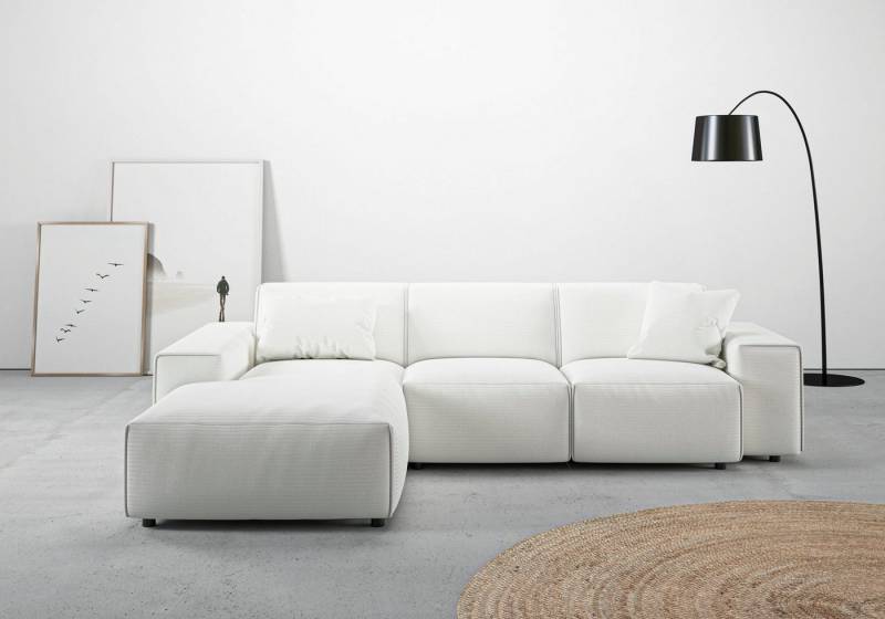 andas Ecksofa Glimminge L-Form auch in Breitcord, Feincord + Easy care-Bezug, Breite 264, Zierkissen von andas