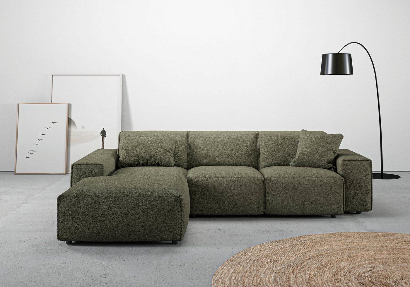 andas Ecksofa Glimminge L-Form auch in Breitcord, Feincord + Easy care-Bezug, Breite 264, Zierkissen von andas