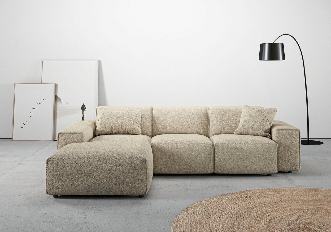 andas Ecksofa Glimminge L-Form auch in Breitcord, Feincord + Easy care-Bezug, Breite 264, Zierkissen von andas